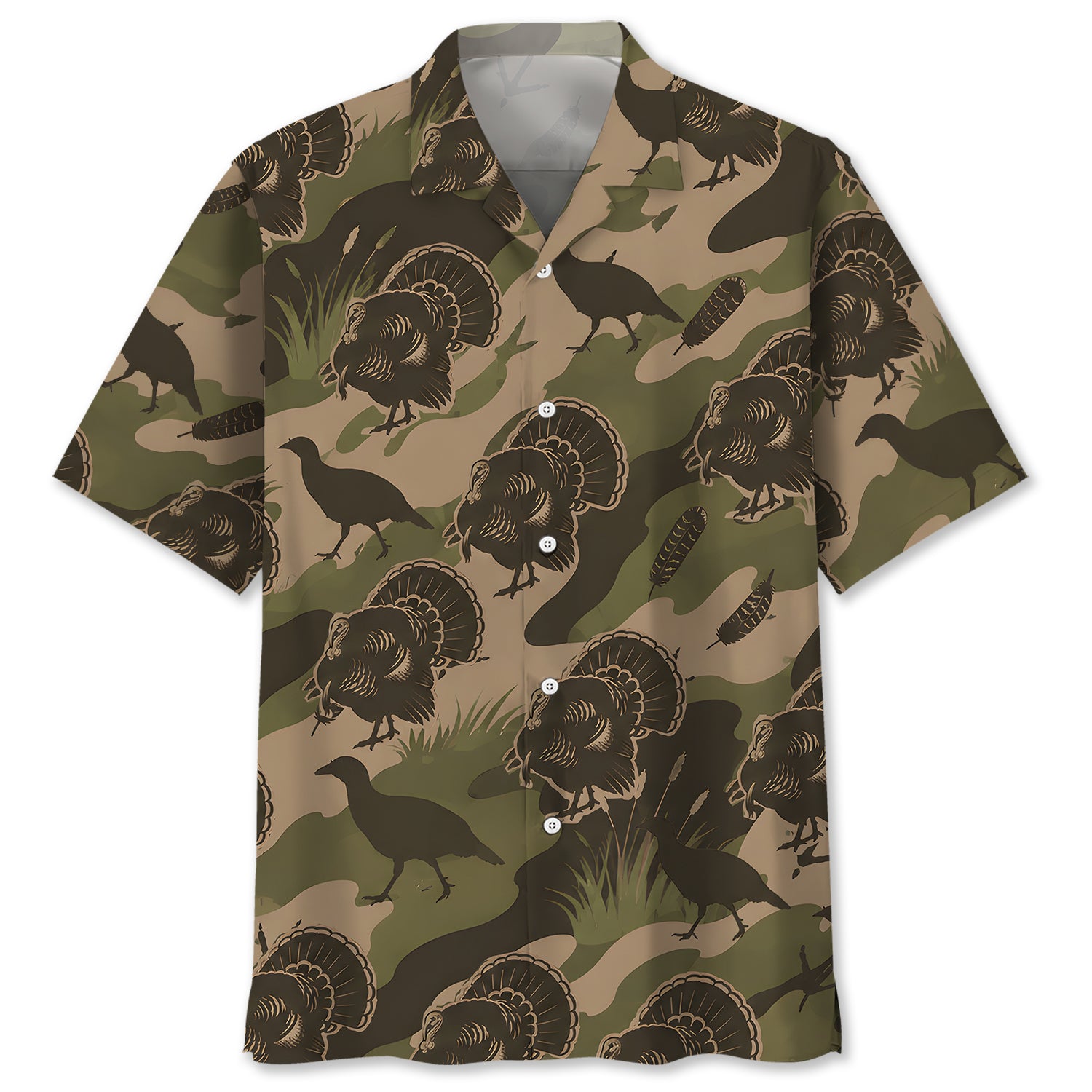 Vintage Camouflage Wild Turkey Hunting Hawaiian Shirt