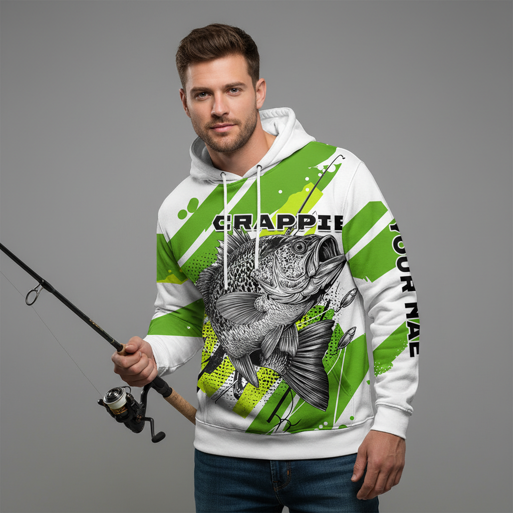 Custom Name Crappie Fish Green All Over Print Shirt