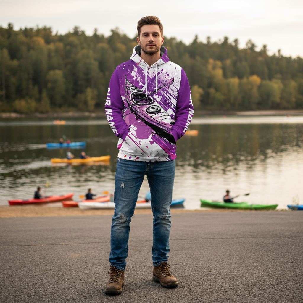 Custom Name Kayaking Purple All Over Print Shirt