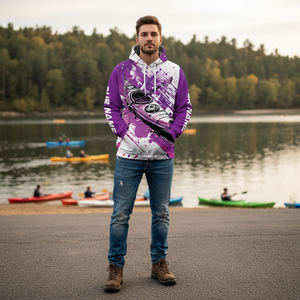 Custom Name Kayaking Purple All Over Print Shirt