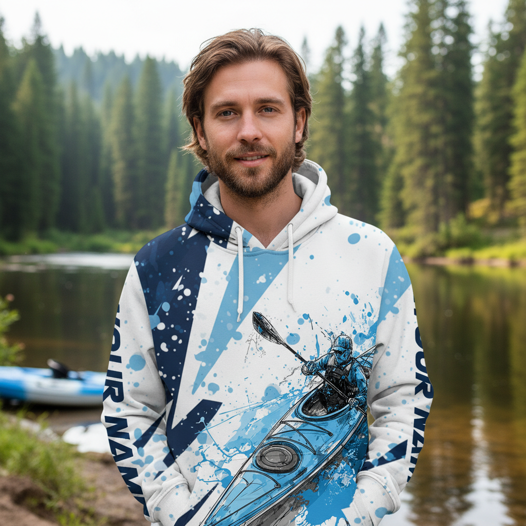 Custom Name Kayaking Blue All Over Print Shirt