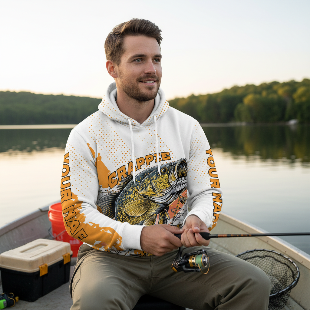 Custom Name Crappie Fish Orange All Over Print Shirt
