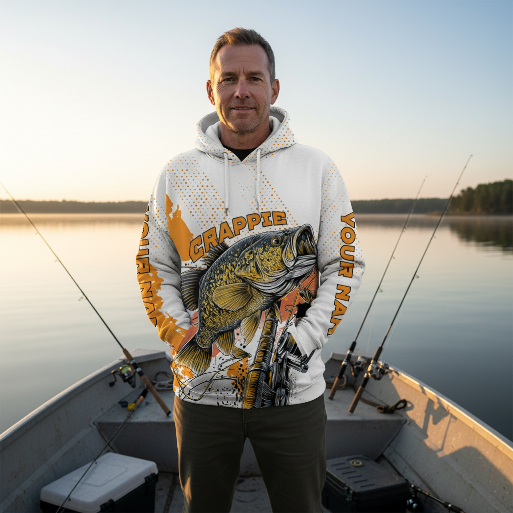 Custom Name Crappie Fish Orange All Over Print Shirt