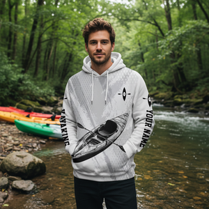 Custom Name Kayaking Black And White All Over Print Shirt