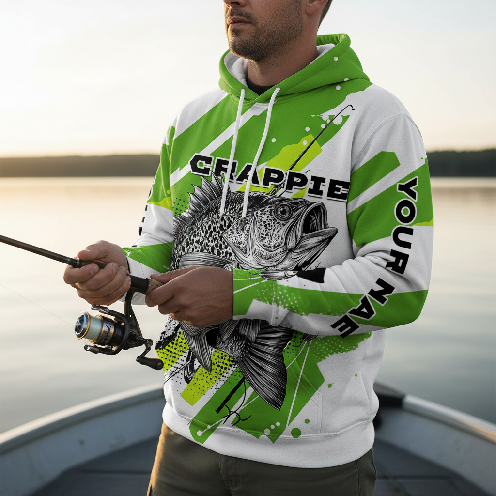 Custom Name Crappie Fish Green All Over Print Shirt