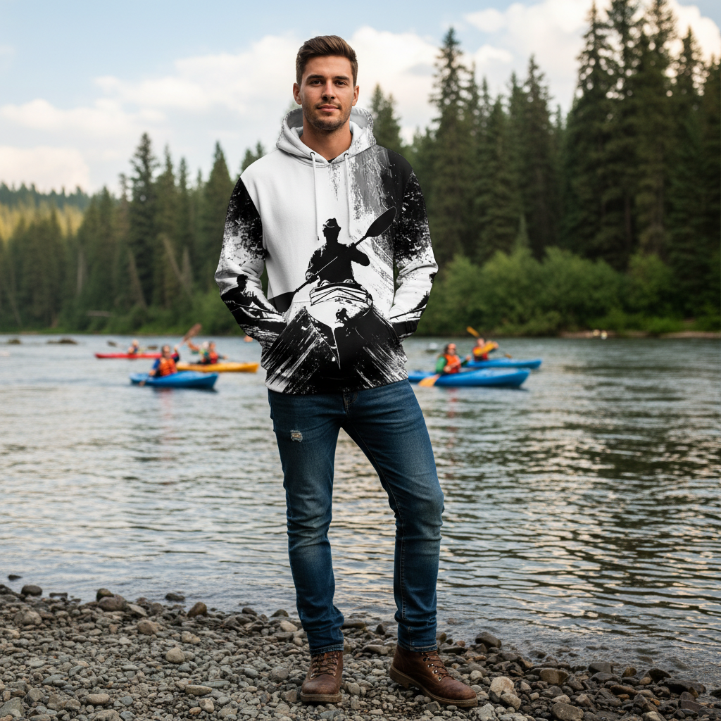 Black And White Kayaking Lover All Over Print Shirt