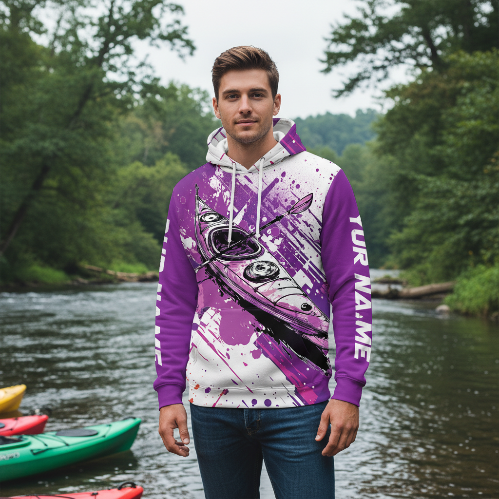 Custom Name Kayaking Purple All Over Print Shirt