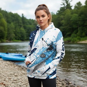 Custom Name Kayaking Blue All Over Print Shirt