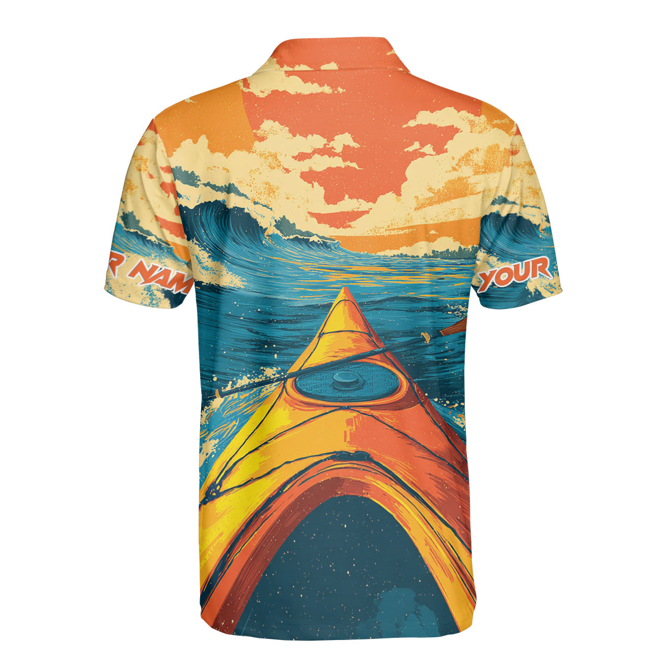 Custom Name Sunset Kayaking Scene All Over Print Shirt