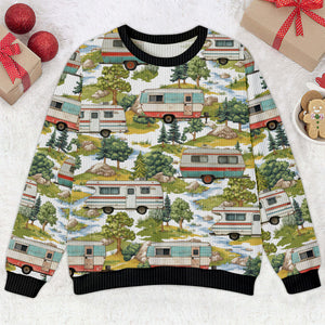 Camper Trailer Camping 80s Vintage Ugly Sweater