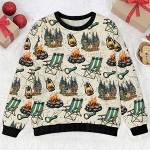 Alien and Bigfoot Camping Ugly Sweater