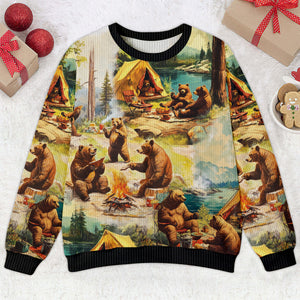 Bear Camping Ugly Sweater