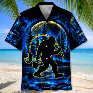 Bigfoot Fishing Hawaiian Shirt
