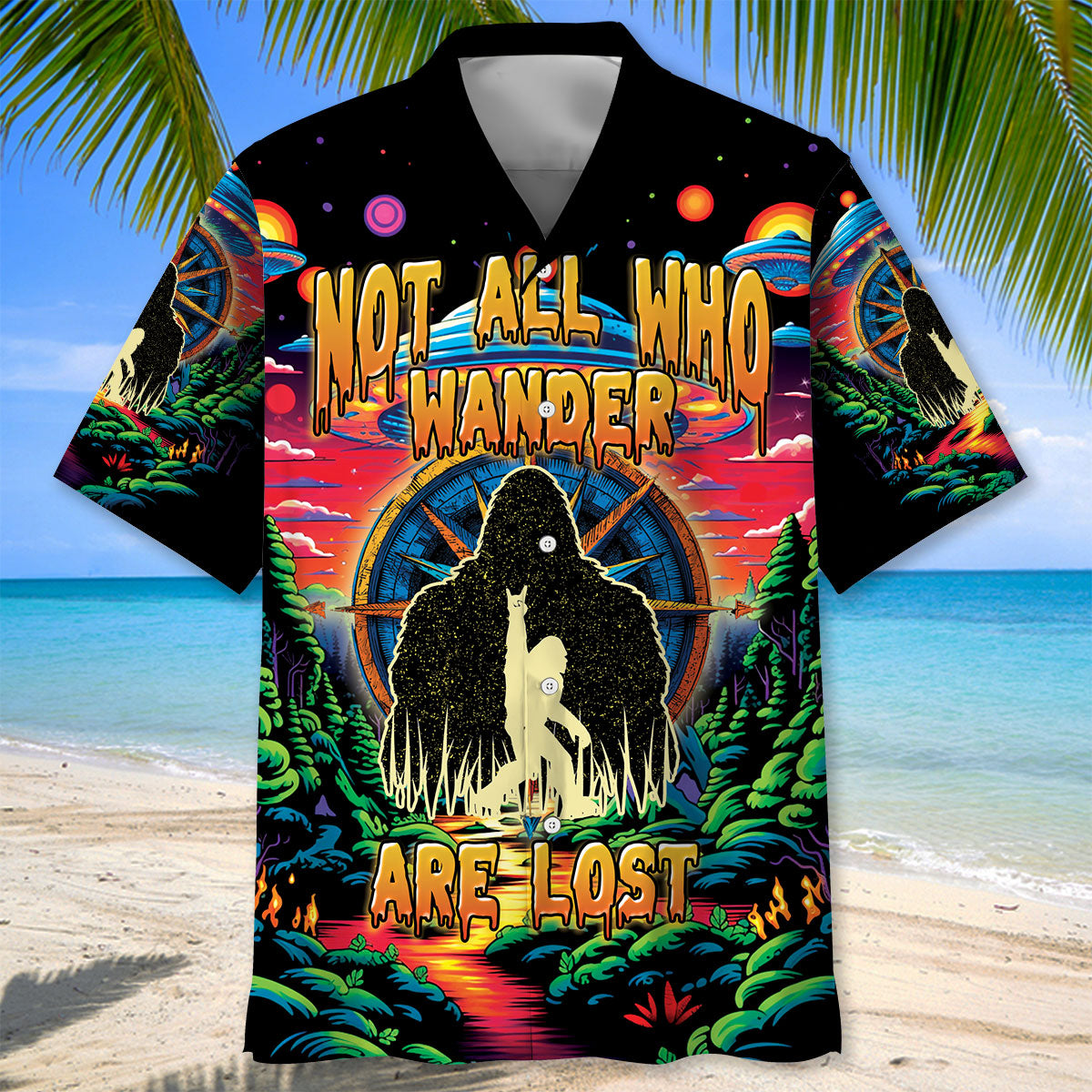 Not All Who Wander Are Lost Alien Night Hawaiian Shirt