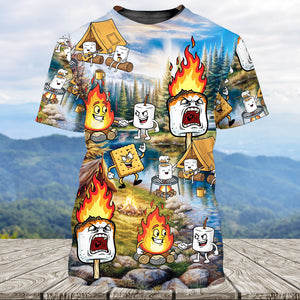 Vintage Camping Burnt Mashmallow All Over Print Shirt