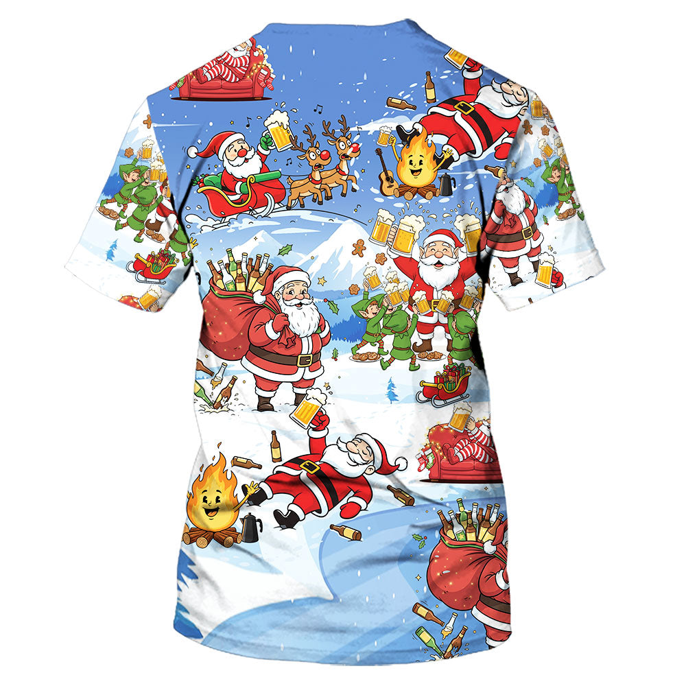 Santa Camping Funny All Over Print Shirt