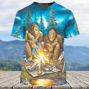 Sasquatch Campfire Night Art All Over Print Shirt