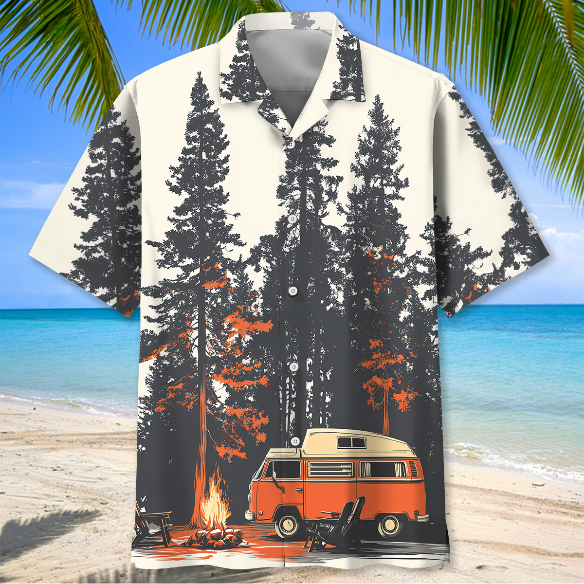 Happy Camper Campfire Hawaiian Shirt