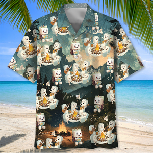 Cute Marshmallow Camping Hawaiian Shirt