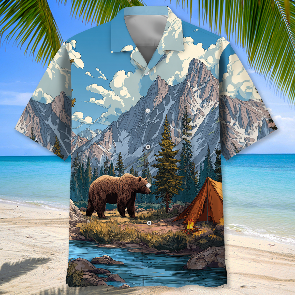 Wild Bear Camping Adventure 3D Hawaiian Shirt