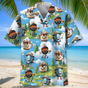 Camping Food Cartoon Character Hawaiian Shirt