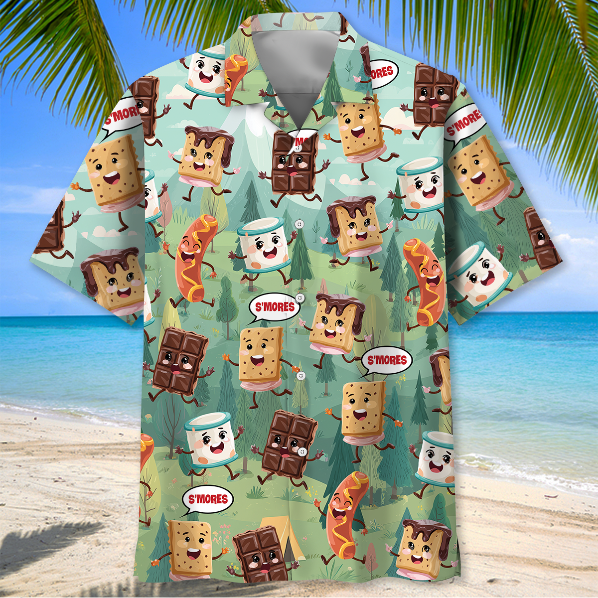 Stay Toasty – S’mores Chocolate Camping Hawaiian Shirt