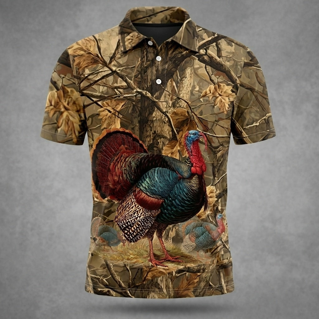 Turkey Hunting Camo Polo Men Shirt