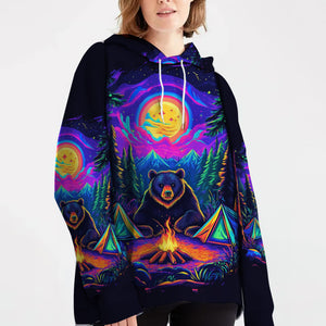 Camping Night With Bear All Over Print Shirt