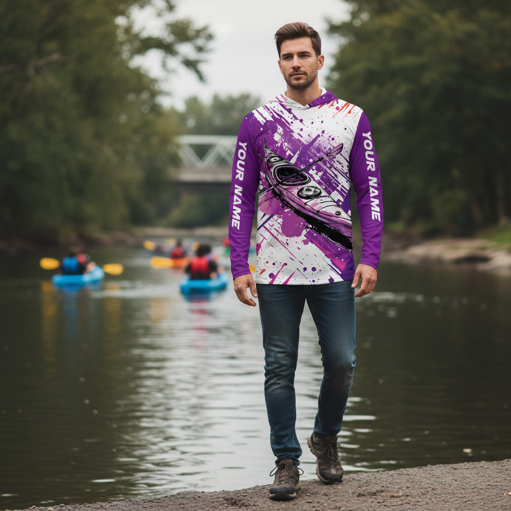 Custom Name Kayaking Purple All Over Print Shirt