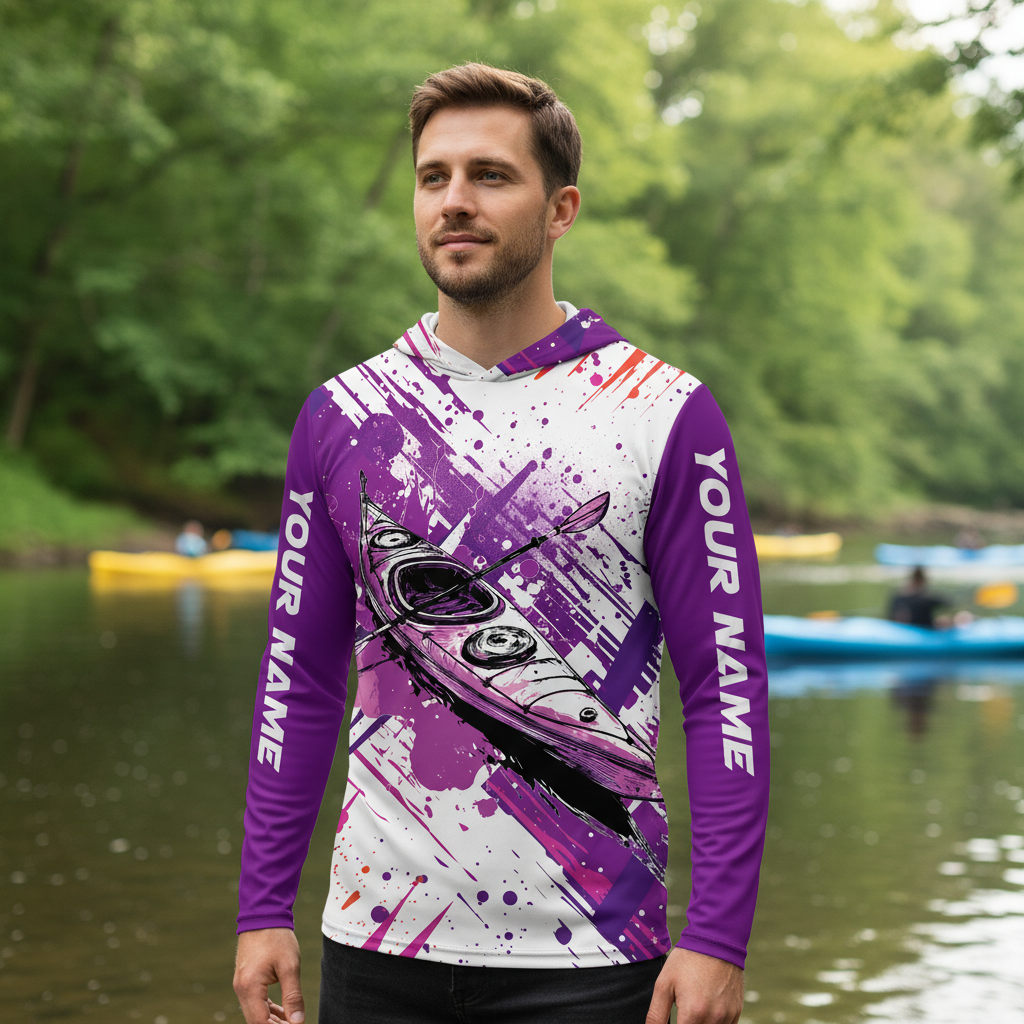 Custom Name Kayaking Purple All Over Print Shirt