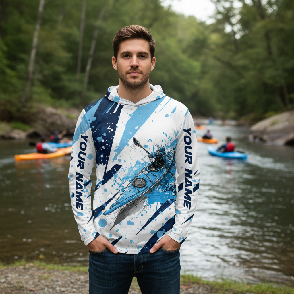 Custom Name Kayaking Blue All Over Print Shirt