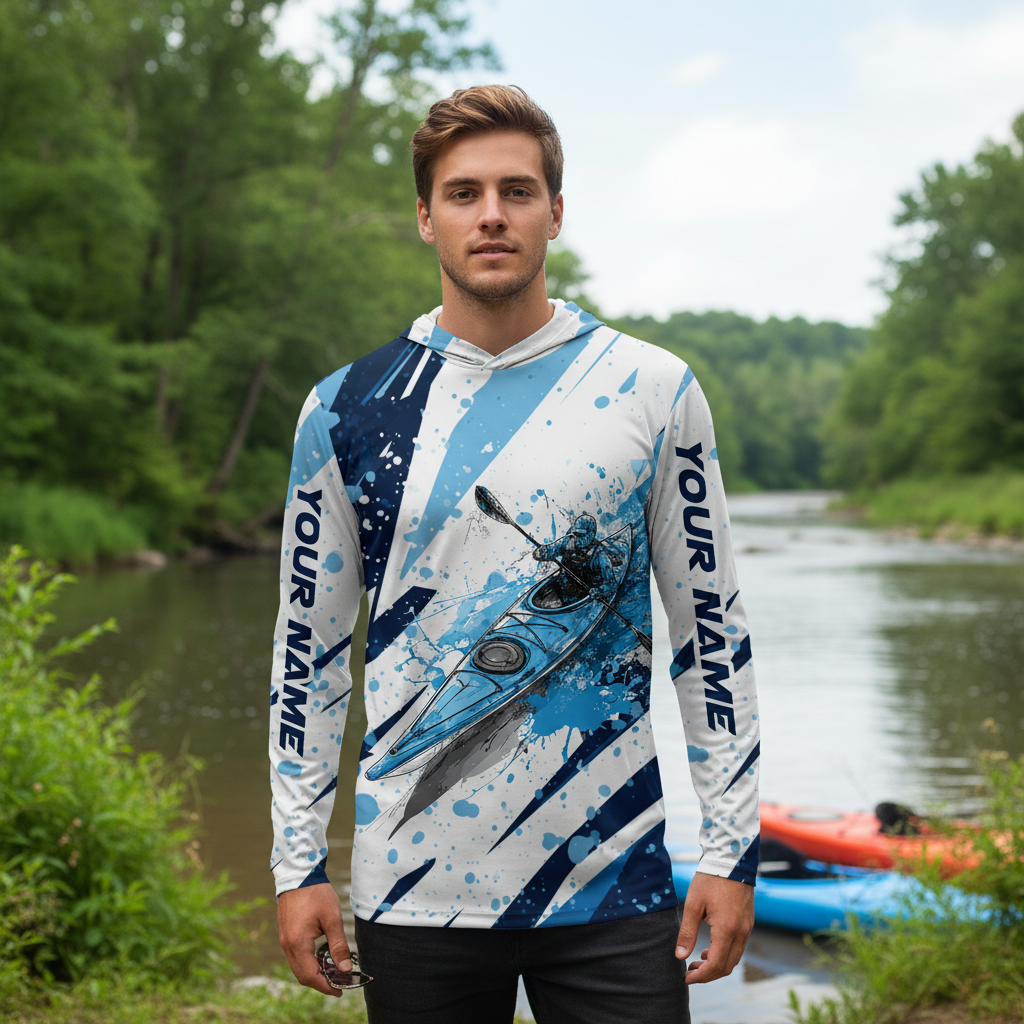 Custom Name Kayaking Blue All Over Print Shirt