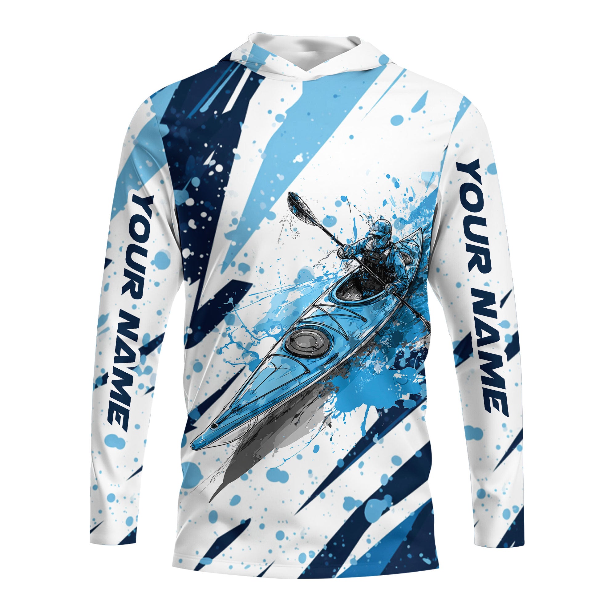 Custom Name Kayaking Blue All Over Print Shirt