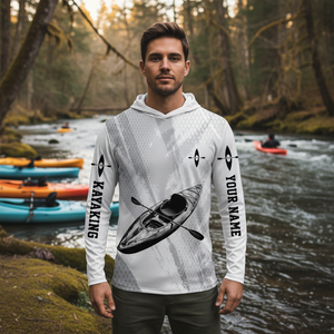 Custom Name Kayaking Black And White All Over Print Shirt