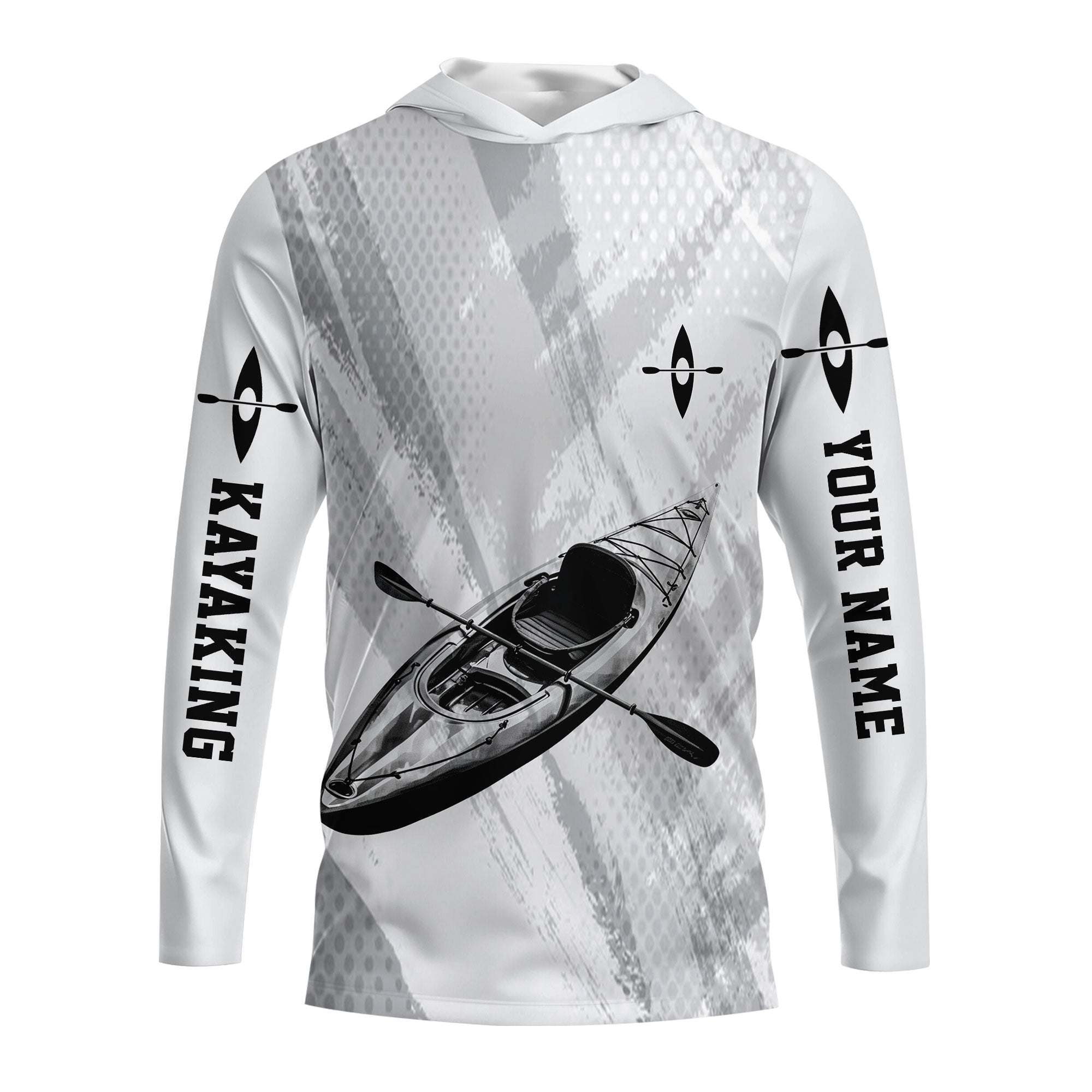 Custom Name Kayaking Black And White All Over Print Shirt