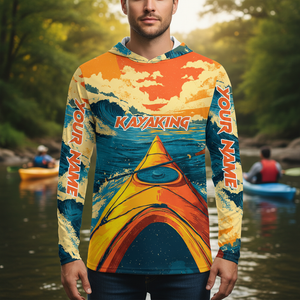 Custom Name Sunset Kayaking Scene All Over Print Shirt
