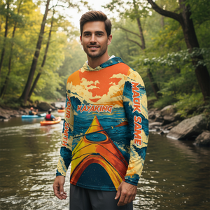 Custom Name Sunset Kayaking Scene All Over Print Shirt