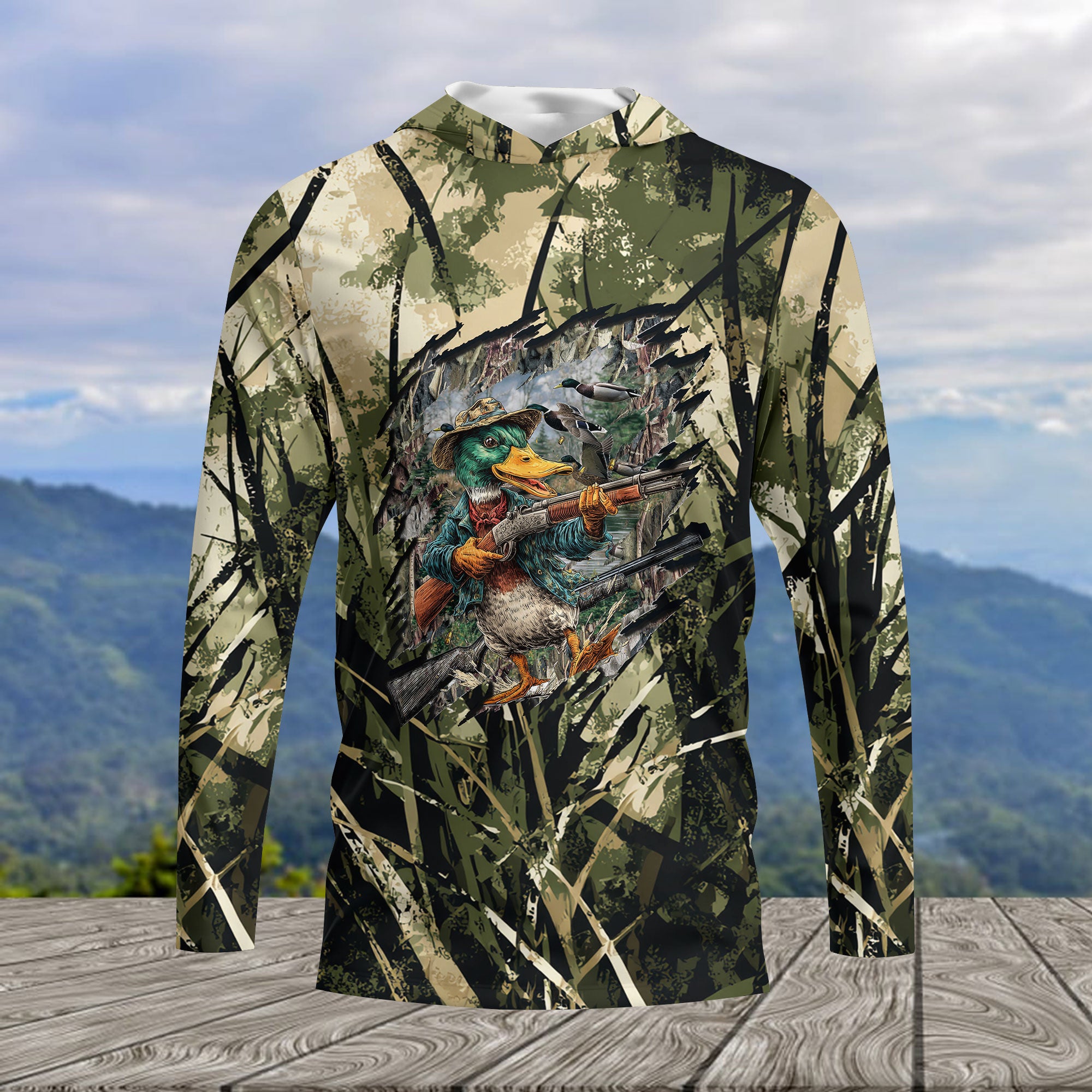 America Mallard Duck Hunting Camo All Over Print Shirt