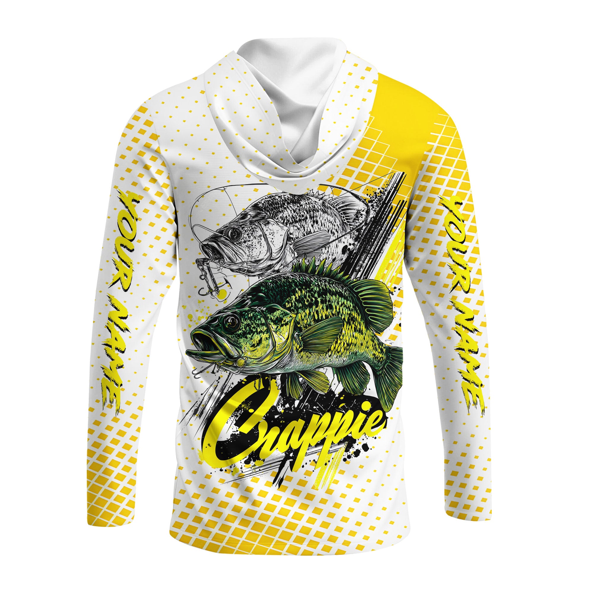 Custom Name Crappie Fish Yellow All Over Print Shirt