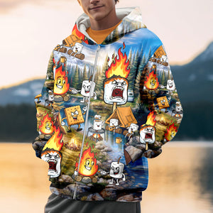 Vintage Camping Burnt Mashmallow All Over Print Shirt