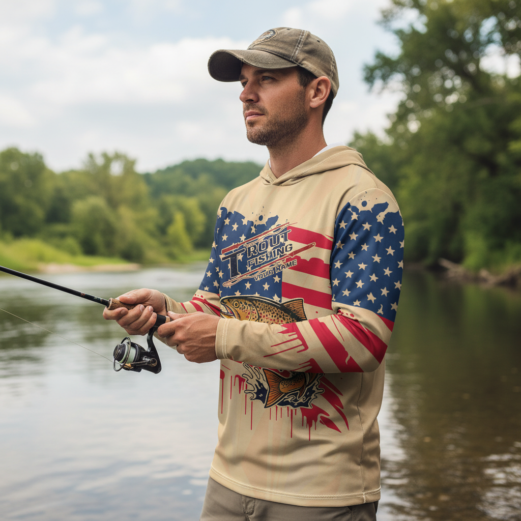 Vintage America Custom Name Trout Fishing All Over Print Shirt
