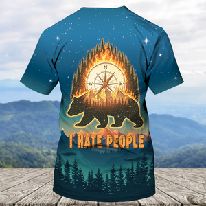 Bear Camp I Hate People  Mountain Night Forest All Over Print Shirt