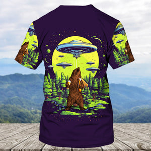 Funny Grizzly Bear Drinking All Over Print Shirt