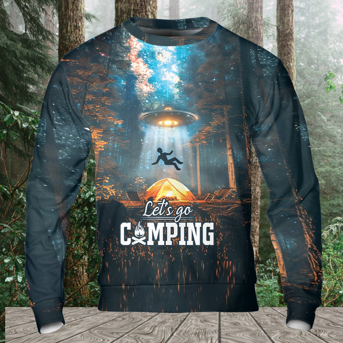 Let's Go Camping UFO All Over Print Shirt