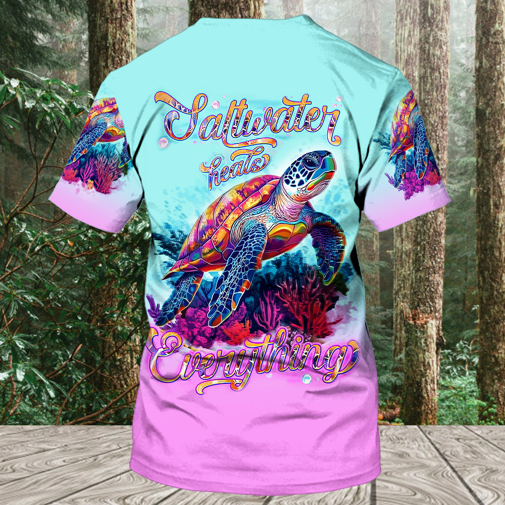 Saltwater Heals Everything Sea Turtle All Over Print Shirt