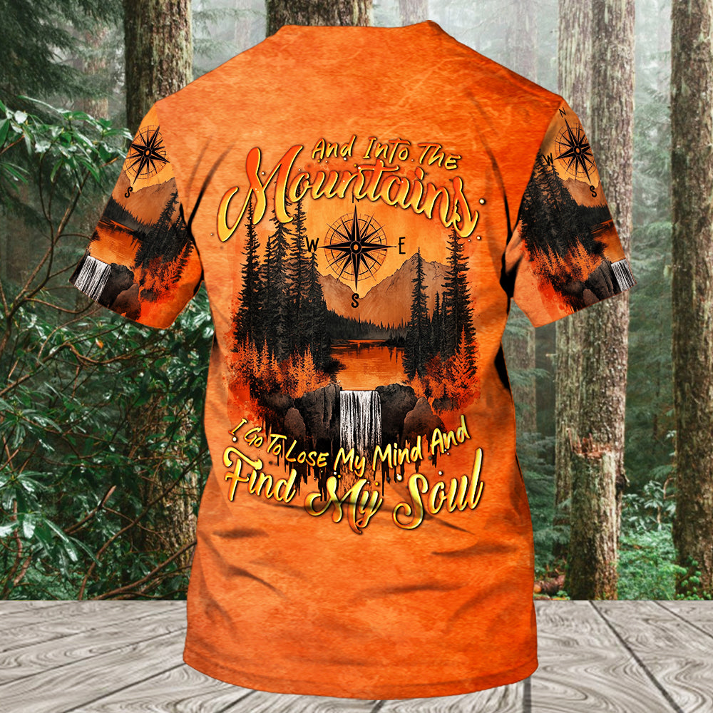 Into The Mountains I Go Orange All Over Print Shirt