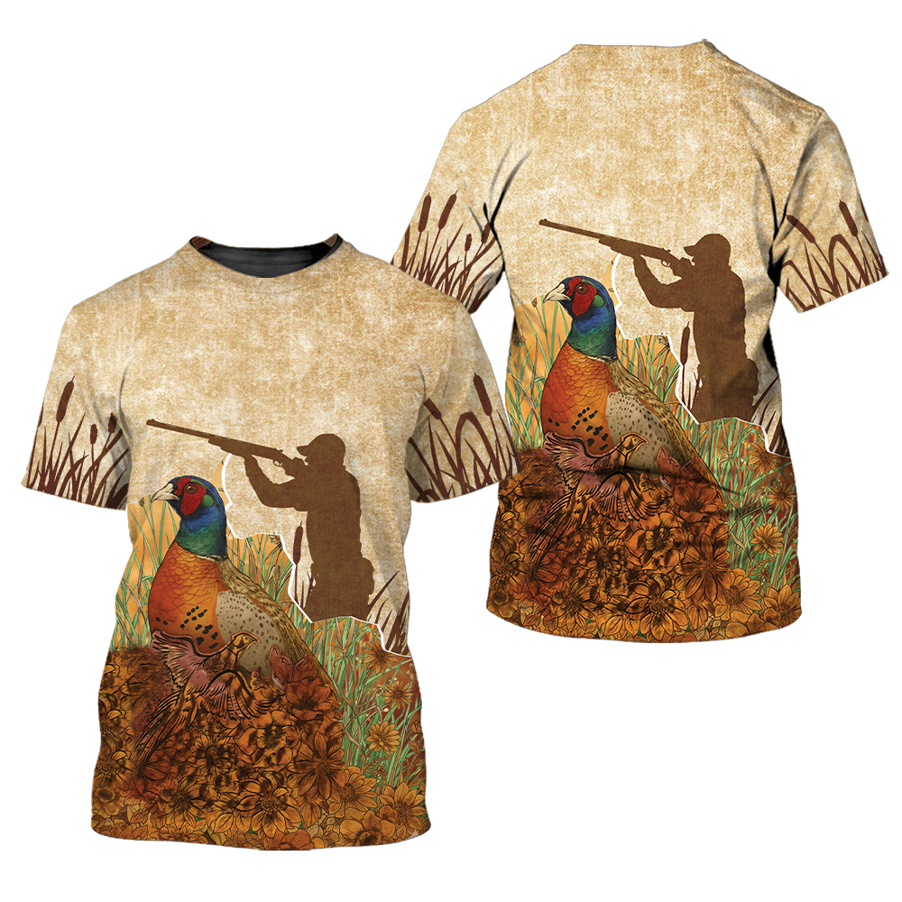 Vintage Wild Pheasant Hunting Flower Camo All Over Print Shirt