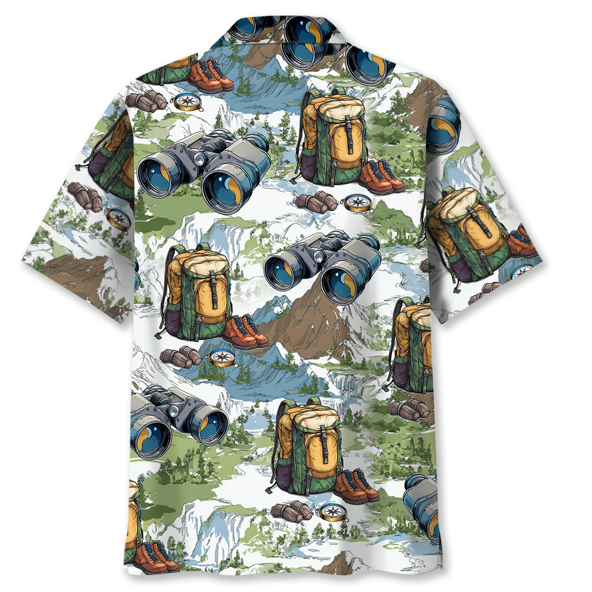 Hiking Mountain Backpack Binoculars Hawaiian Shirt