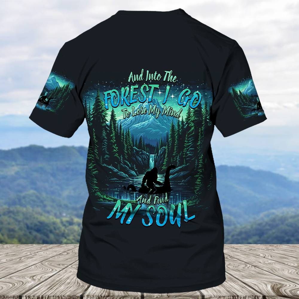 Bigfoot Riding Loch Ness Into The Forest I Go All Over Print Shirt