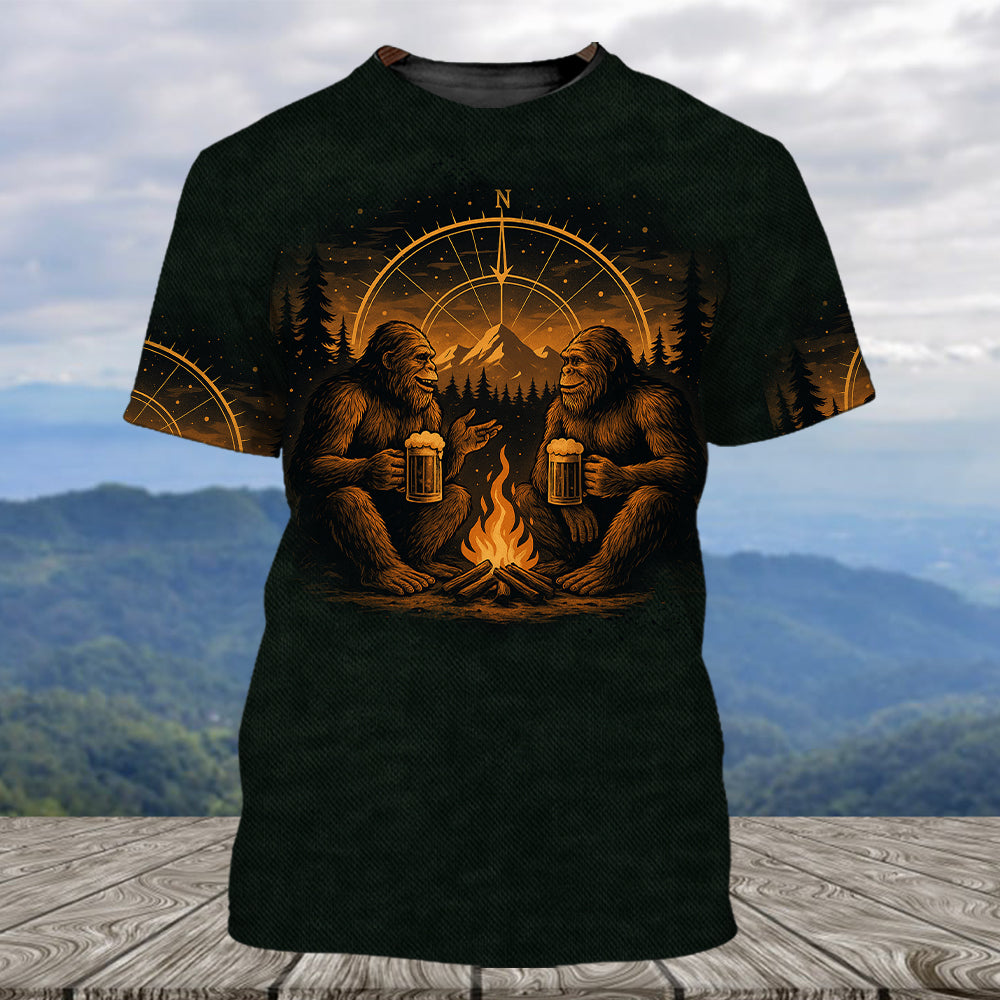 Bigfoot Making Memories One Campfire At A Time All Over Print Shirt
